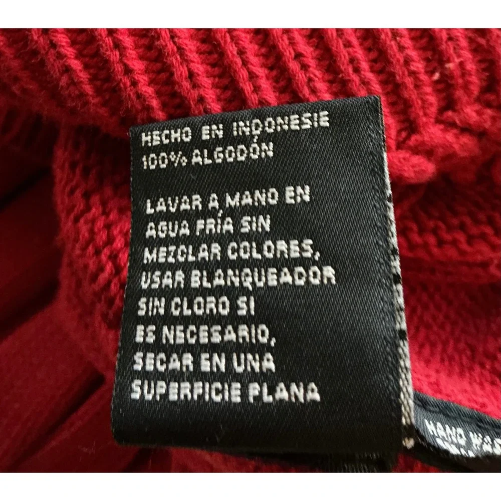 Nautica Mens Red 100% Cotton Ribbed Knit Crew Neck Pullover Classic Sweater L‎